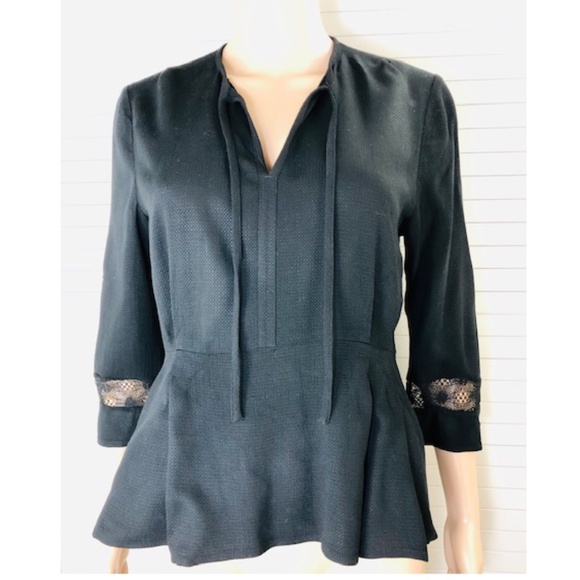 NWT Comptoir des Cotonniers Women's M Black Viscose Lace Blouse Made in France - Picture 4 of 8